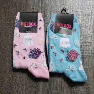 2 pair Hot Sox "Wedding Dresses" Crew Socks BUNDLE